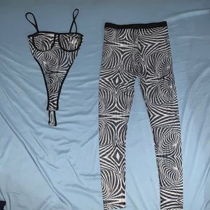 Black & White Mesh Legging Set